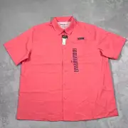 Eddie Bauer Tech Shirt Mens XL Extra Large Rose Pink Button Up Short Sleeve NEW