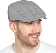 [Undercover] Mens Classic Bakerboy Newsboy Canvas Flat Cap Formed Peak Hat