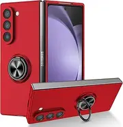 [YOUULAR] Folding Mobile Phone Case Compatible with Samsung Galaxy Z Fold 6 5G, [Support Car Holder] Skin Feel Oily Spray Paint Shockproof Protective Phone Cover for Samsung Z Fold6 Cases Red