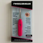 Tweezerman Expertweeze LED Lighted Slant Tweezer Pink | Precision Hair Removal