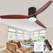 60 Inch Low Profile Ceiling Fan with Lights Remote Flush Mount Fan Light 6 Speed
