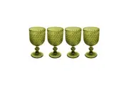 4PK Casa Domani Caterina Goblet Wine Glass Elegant High Quality - Green
