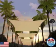 Amgo 14' x 20' Beige Rectangle Sun Shade Sail Canopy Awning Fabric Cloth AGTA