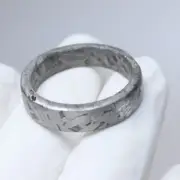 Muonionalusta meteorite carved ring, SIZE(US 14.5 ) meteorite ring, R2110