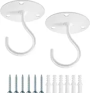 Ceiling Hooks - Metal Plant Bracket Iron Wall Mount Lanterns Hangers for Hanging Plants Hanging Bird Feeders, Lanterns, Wind Chimes, Planters, Outdoor Decoration Hooks (White)