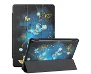 For Amazon Fire HD 10 Plus (2021)/HD 10 (2021) Silk Texture Colored Drawing Pattern Horizontal Flip Magnetic PU Leather Case with Three-folding Holder