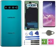 Galaxy S10 Back Cover Glass Housing Door Replacement with Camera Lens and Frame +Tape Parts for Samsung Galaxy S10 S 10 SM-G973F/DS +Screen Protector +Tool (Prism Green)
