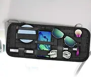 Car Sun Visor Organizer SourceTon 2 Packs Car Visor Storage Anti-Slip Elastic Woven Board for Sunglass Holder Parking Fuel Card Digital Accessories