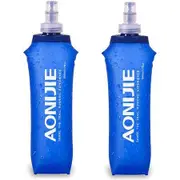 TPU Soft Folding Water Bottles BPA Free Collapsible Flask for Hydration Pack for Running Hiking Cycling Climbing 500ml (2Pack)