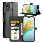 For Optus X Delight 2 Case, SupRShield Wallet Leather Flip Magnetic Stand Case Cover (Black)