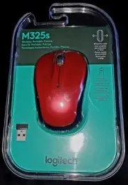 Logitech M325S Red Black Mouse Optical Wireless 33 Foot Range Scrolling Laptop