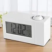 Modern LED Projector Alarm Clock, Multi-Function Digital Date Temperature Display,LCD Display Sound Control Ceiling Projection Clock Alarm Snooze Home Decor (White)