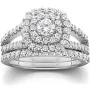 Bliss Diamond 1 1/10ct Cushion Halo Diamond Engagement Wedding Ring Set 10K Gold Carat in 10K White Gold at Nordstrom