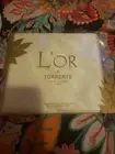 VINTAGE L'or De Torrente Satin Evening Scarf Haute Couture Paris Leaves New
