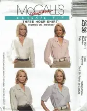 McCalls Sewing Pattern 2538 Blouse Shirt Top Misses Size 12-14 UNCUT