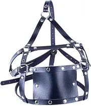 HuiZhi Leather Mask Restraint Headgear Leather Muzzle Bondage Gag Adult Sex Fetish Mask Mouth Gag