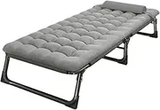 Oxford Cloth Foldable Camping Bed with Mattress Breathable Outdoor Camping Bed with Pillow Removable Foldable Bed