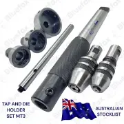 Lathe Tailstock Tap And Die Holder Set MT3 Shank Threading Tapping Kit 8 Pc Set