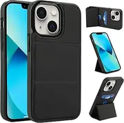 [Oduio] for Apple iPhone 14/iPhone 13 6.1",Fashions PU Leather Magnetic Samsung Phone Cover for iPhone 13,Card Holder Slots,Kickstand iPhone 14 Case for Women and Men, Black