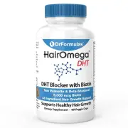 Hair Omega DHT Blocker Biotin 5000 mcg 60 Cap Vitamins for Hair Growth, Natural