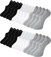 [Gendewiner] Cotton Trainer Socks for Womens and Mens No Show Ankle Low Cut Short Non Slip Liner Athletic Casual Invisible Multipack Socks, H_12 Pairs-4Black+4White+4Grey, Small