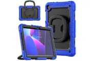 WASSUP Lenovo Tab M10 HD (3rd Gen) 10.1 inch 2022 Rotatable Handle Ring Folding Stand Case with Screen Protector-Blue&Black