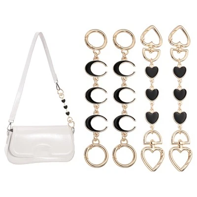 Bag Extender Chain, 4 Pcs Purse Strap Heart Moon Shape Chain, Black