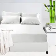 Luxury 1200TC Organic Bamboo Cotton Sateen Fitted Sheet Set White HypoAllergenic