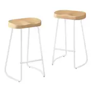 ALFORDSON 2x Bar Stools 75cm Tractor Kitchen Wooden Vintage Chair White