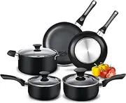 [Cook N Home] Basic Nonstick Stay Cool Handle Cookware Set, Pots and Pans, 8-Piece Set