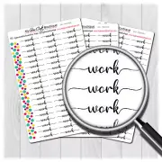 Work Word Planner Stickers for Diary Calendars, Journals and Scrapbooking