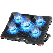 Laptop Cooling Pad 5 Fans Up to 17.3 Inch Heavy Notebook Cooler, Blue LED Lig...
