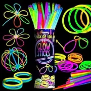 100 Glow Sticks Bulk - Glow in The Dark Party Supplies with Eye Glasses kit-Bracelets Necklaces and more-12 Hours Glow Party Pack 8 inch for Kids Camping Accessories