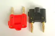 10 Dual Banana Plug 2 Red and 2 Black Audio Adapter Screw Type E0538 USA