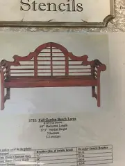 Jan Dressler Mural Stencil #172L Full Garden Bench Large 68” X 38”