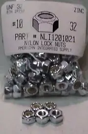 #10-32 Nylon Insert Lock Nuts NM Series Steel Zinc Plated (100)