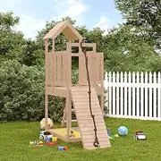Playhouse with Climbing Wall Solid Wood Pine - Outdoor Playset with 90cm Platform, Ladder & Sandpits, Ideal Swing Set Alternative, Safe & Sturdy Backyard Playground