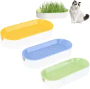 3 Pcs Hydroponic Cat Grass Planter, Seed Sprouter Tray Soil-Free Big Capacity...