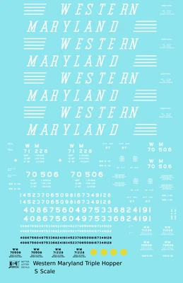 K4 S Scale Decals Western Maryland Triple Hopper White Speed Letter