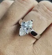 Solitaire Marquise Cut Real Moissanite Engagement Ring Classic Wedding Ring Her