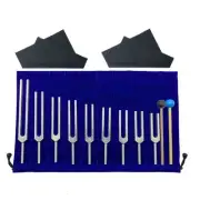 9 Silver Tuning Forks for Healing Chakras, Sound Therapy, Maintaining6047