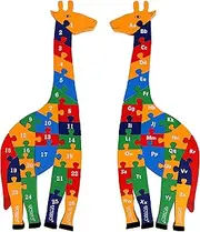 TOWO Wooden Giraffe Alphabet & Number Jigsaw Puzzle – 41 cm Large 2-in-1 ABC Number Puzzle Wooden Letter Blocks Educational Toy for 3-Year-Olds