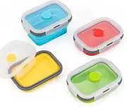 Collapsible Food Storage Containers with Airtight Lid, 11.8 oz, Small Kitchen Stacking Silicone Collapsible Meal Prep Container Set for Leftover, Microwave Freezer Dishwasher Safe, 4 Colors, Set of 4