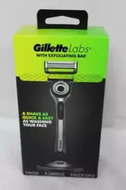 Gillette Labs 5 Blade Black and Silver Razor with Stand & 1 Cartridge - NEW