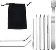 Sonku 8 Pack Paracord FID Lacing Needles, Stainless Steel Stitching Set with Smoothing Tool for Laces Strings,Paracord Bracelet and Leather Weaving,8 Sizes-Silver