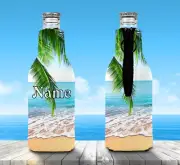 Beach Personalised Stubby Holder Zip Up Bottle Cooler Collapsible