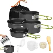 Outdoor Camping Pot Set - Portable Camping Cooking Set, Backpacking Cooking Pot and Pan | Non-Stick Outdoor Pot Pan Camping Cookware Picnic Cooking Set for Camping, Hiking, Backpacking, Picnic