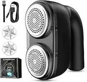 Fabric Shaver and Lint Remover, Rechargeable Electric Fuzz Remover with 2 Replaceable Blades, Electric Sweater Shaver to Remove Pilling Fuzz Remover(Black)