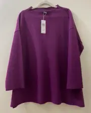 NWT $298 Eileen Fisher Jam Boiled Wool Jam Funnel Neck Box-Top Large