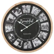 Willow & Silk Wooden 70cm Round 'Photo Gallery Collage' Analogue Wall Clock